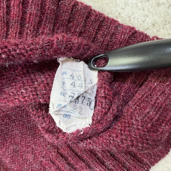 Vtg LL Bean 100% Wool Nordic Fair Isle Henley Sweater Womens Small/38 Maroon - Picture 9 of 9